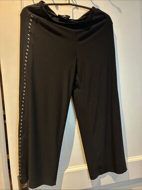 David Dixon Black Wide-Leg Studded Side Trim Pants ⭐️
